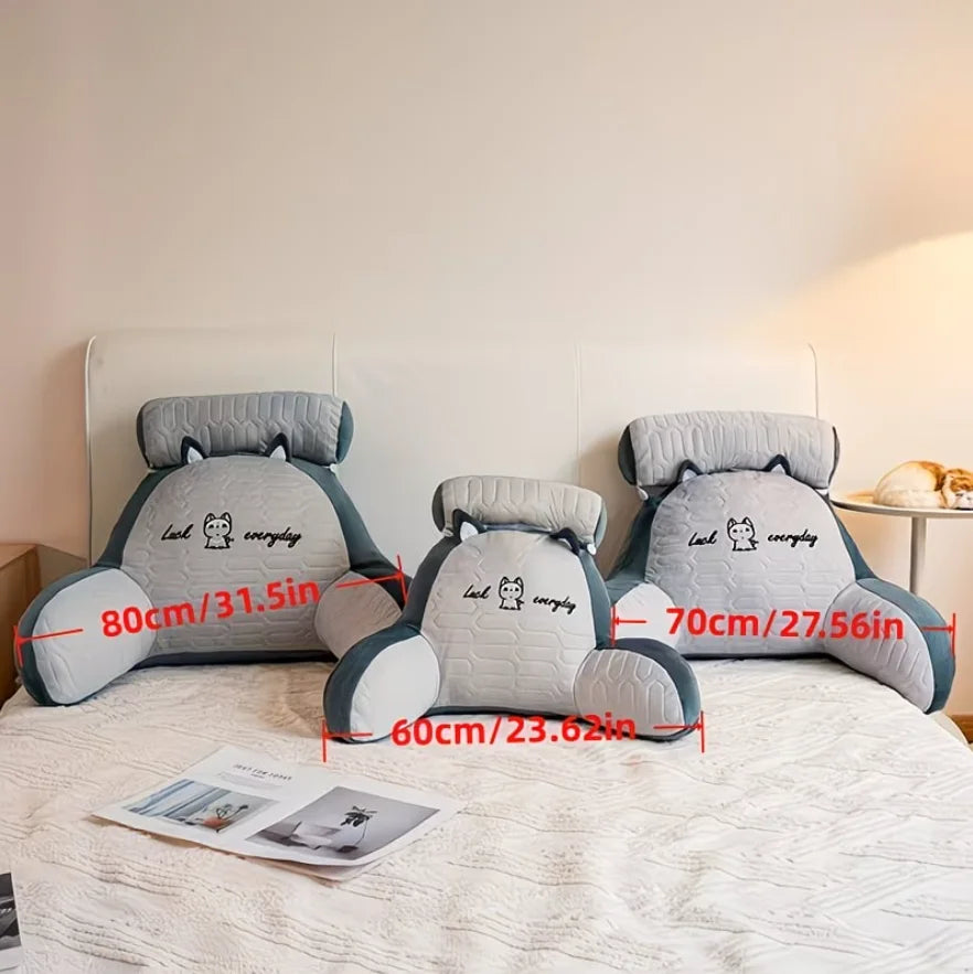 1pc Adjustable Reading Pillow - Ergonomic Back Support Cushion for Bed/Sofa/Floor, Gray Quilted Breathable Design