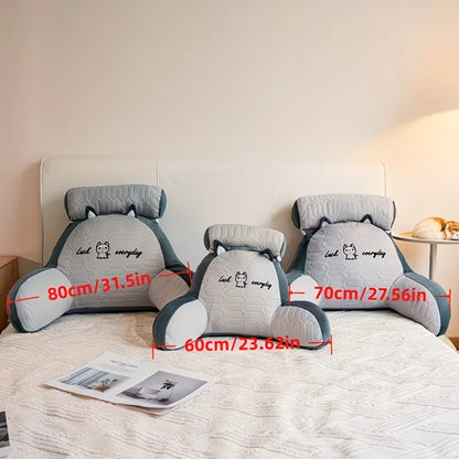 1pc Adjustable Reading Pillow - Ergonomic Back Support Cushion for Bed/Sofa/Floor, Gray Quilted Breathable Design